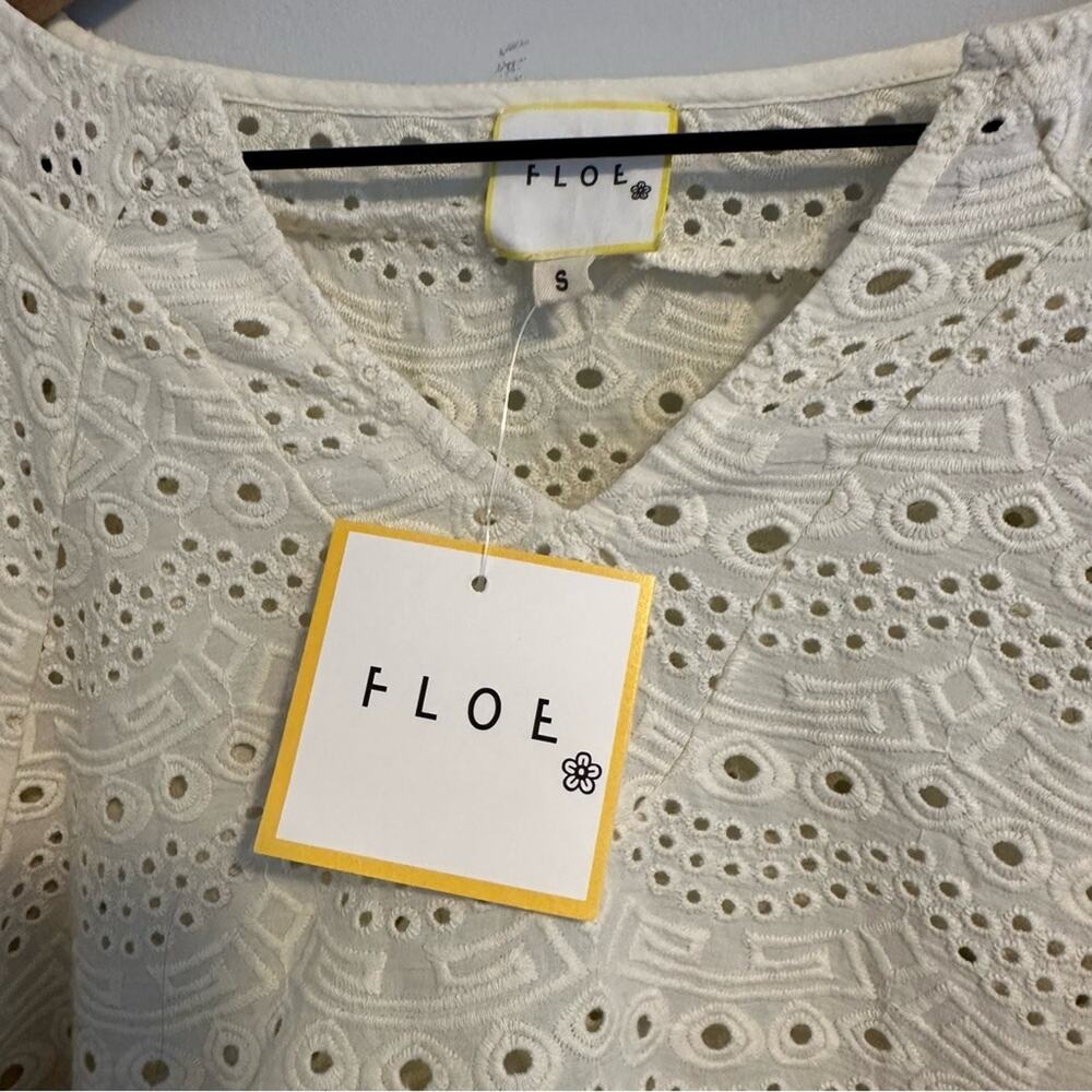 NWT Tuckernuck FLOE Cream Eyelet Cotton Flare Sleeve Pullover Top Small - Picture 14 of 15